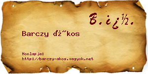 Barczy Ákos névjegykártya